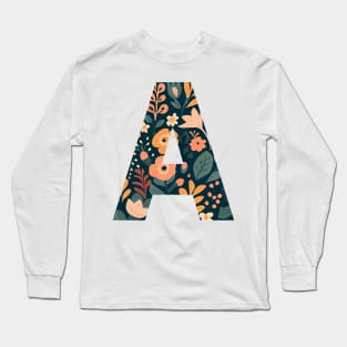 Whimsical Floral Letter A Long Sleeve T-Shirt